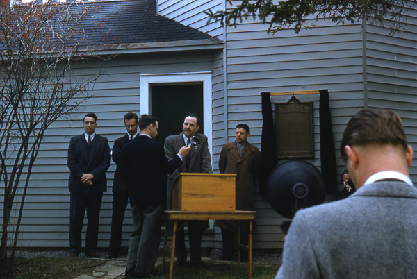 Dr. J.F. Heard giving address at the plaque unveiling ceremony