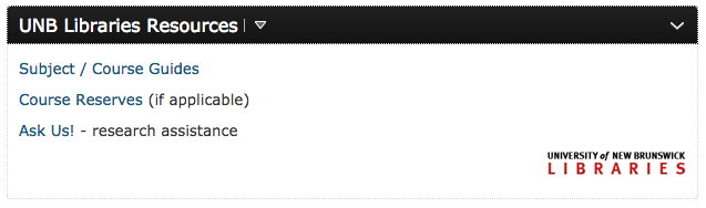 image of UNB Libraries Course Wdiget in D2L