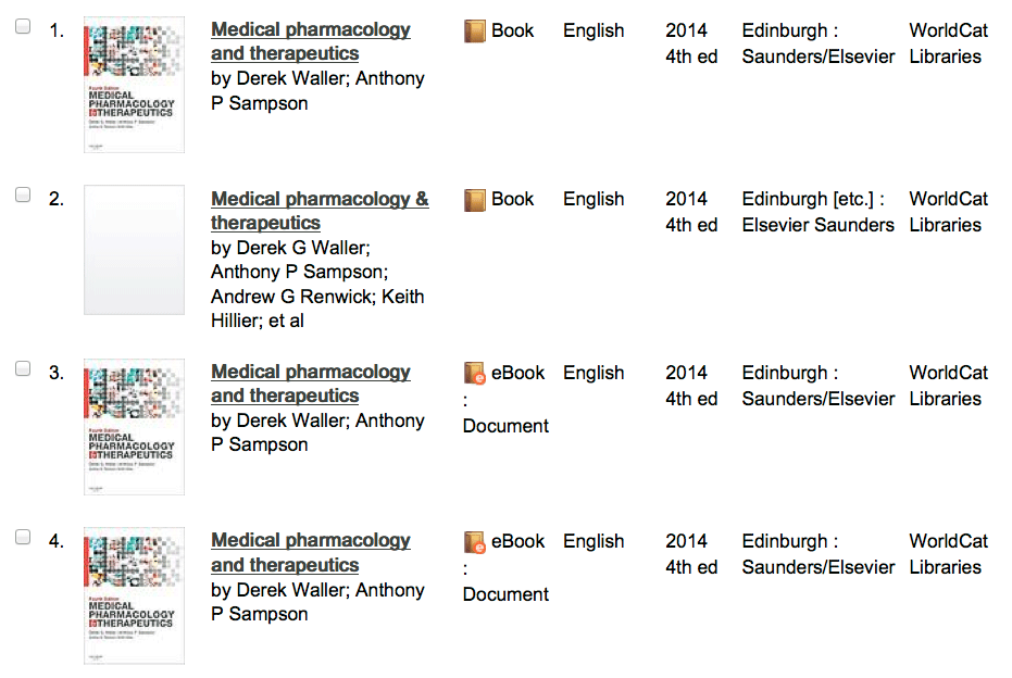 Photo: Image of results showing other libraries owning printed and electronic versions of a book