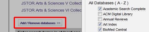 Database selection within UNB WorldCat
