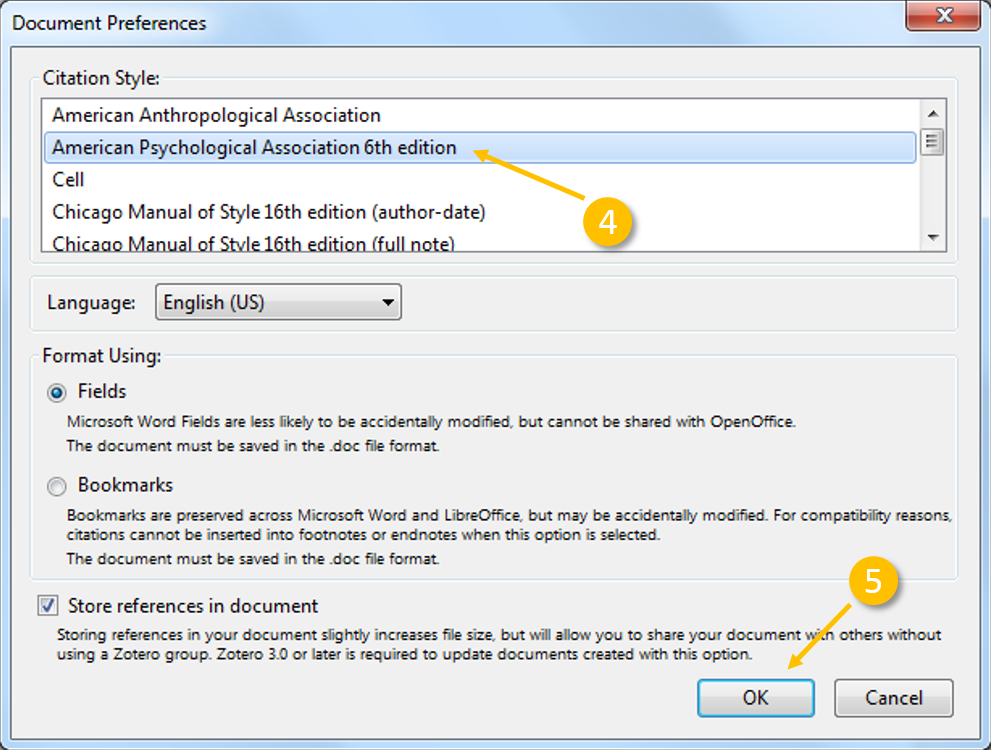 Following Steps 4-5 to change the citation style.