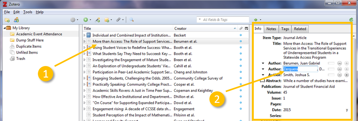 Following Steps 1 and 2 to edit citations.